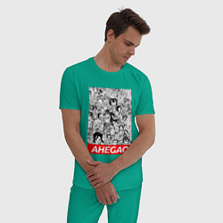 Пижама хлопковая мужская AHEGAO, цвет: зеленый — фото 2