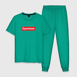 Пижама хлопковая мужская Suprememe, цвет: зеленый