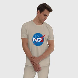 Пижама хлопковая мужская NASA N7, цвет: миндальный — фото 2
