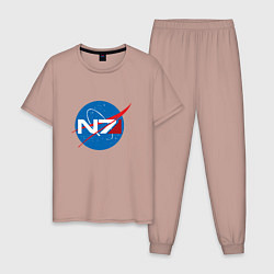 Пижама хлопковая мужская NASA N7, цвет: пыльно-розовый