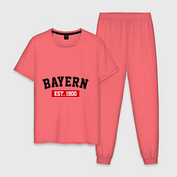 Пижама хлопковая мужская FC Bayern Est. 1900, цвет: коралловый