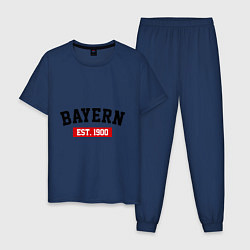 Пижама хлопковая мужская FC Bayern Est. 1900, цвет: тёмно-синий