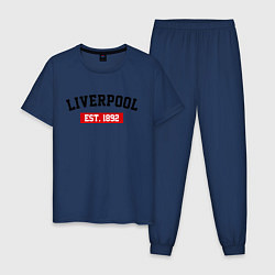 Пижама хлопковая мужская FC Liverpool Est. 1892, цвет: тёмно-синий