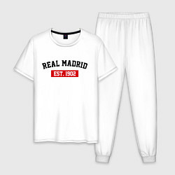 Пижама хлопковая мужская FC Real Madrid Est. 1902, цвет: белый