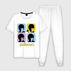 Пижама хлопковая мужская The Beatles: pop-art, цвет: белый