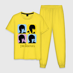 Пижама хлопковая мужская The Beatles: pop-art, цвет: желтый
