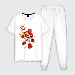 Пижама хлопковая мужская Ретро Денди, цвет: белый