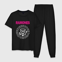 Пижама хлопковая мужская Ramones Boyband, цвет: черный