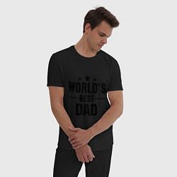 Пижама хлопковая мужская Worlds best DADDY, цвет: черный — фото 2