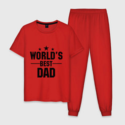 Пижама хлопковая мужская Worlds best DADDY, цвет: красный