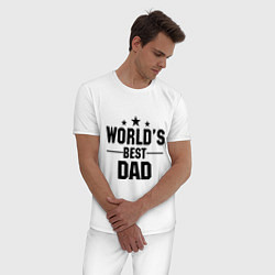 Пижама хлопковая мужская Worlds best DADDY, цвет: белый — фото 2