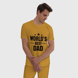 Пижама хлопковая мужская Worlds best DADDY, цвет: горчичный — фото 2