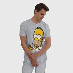 Пижама хлопковая мужская Гомер с Пончиком, цвет: меланж — фото 2