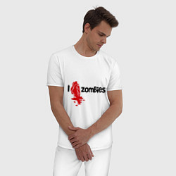 Пижама хлопковая мужская I love zombies, цвет: белый — фото 2