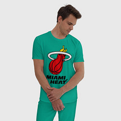 Пижама хлопковая мужская Miami Heat-logo, цвет: зеленый — фото 2