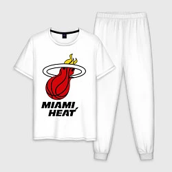 Пижама хлопковая мужская Miami Heat-logo, цвет: белый