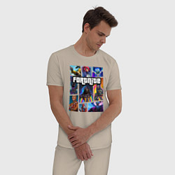 Пижама хлопковая мужская Fortnite GTA, цвет: миндальный — фото 2