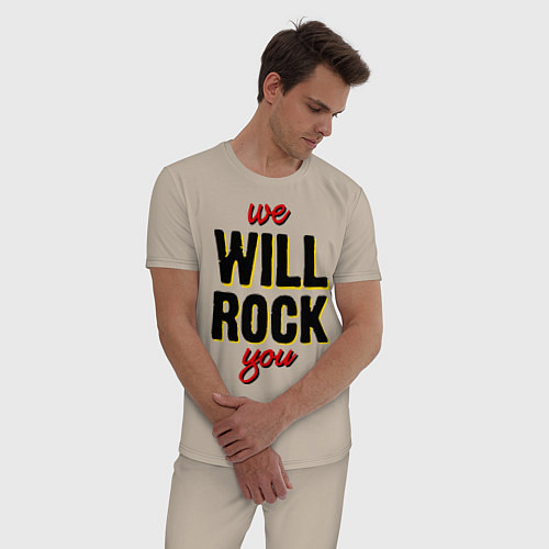 Мужская пижама We will rock you! / Миндальный – фото 3