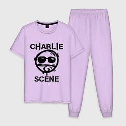 Пижама хлопковая мужская HU: Charlie Scene цвета лаванда — фото 1