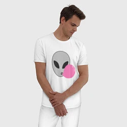 Пижама хлопковая мужская Инопланетная жвачка, цвет: белый — фото 2