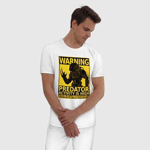 Мужская пижама Warning: Predator / Белый – фото 3