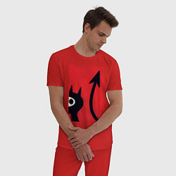 Пижама хлопковая мужская Дьявольская Люси, цвет: красный — фото 2