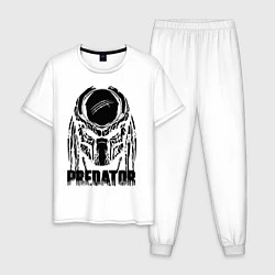 Пижама хлопковая мужская Predator Mask, цвет: белый