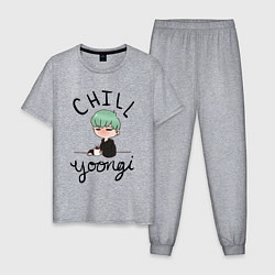 Пижама хлопковая мужская Chill Yoongi, цвет: меланж