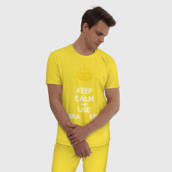Пижама хлопковая мужская Keep Calm & Use Brazzers, цвет: желтый — фото 2