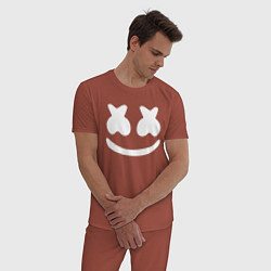 Пижама хлопковая мужская Marshmello, цвет: кирпичный — фото 2