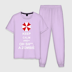 Пижама хлопковая мужская Keep Calm & Oh Sh**, A Zombie, цвет: лаванда