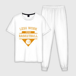 Пижама хлопковая мужская Less work more Basketball, цвет: белый