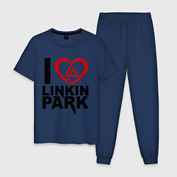 Пижама хлопковая мужская I love Linkin Park, цвет: тёмно-синий