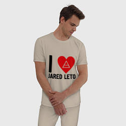 Пижама хлопковая мужская I love Jared Leto, цвет: миндальный — фото 2