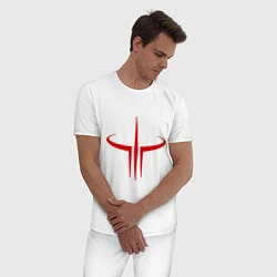 Пижама хлопковая мужская Quake logo, цвет: белый — фото 2