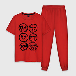 Пижама хлопковая мужская HU Masks, цвет: красный