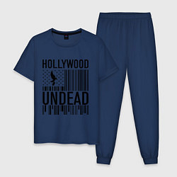 Пижама хлопковая мужская Hollywood Undead: flag цвета тёмно-синий — фото 1