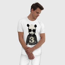 Пижама хлопковая мужская Brutal Panda, цвет: белый — фото 2