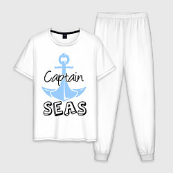 Пижама хлопковая мужская Captain seas, цвет: белый