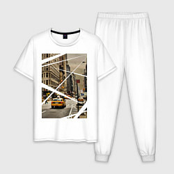 Пижама хлопковая мужская NY Taxi, цвет: белый