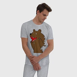 Пижама хлопковая мужская Медведь цензурный, цвет: меланж — фото 2