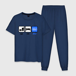 Пижама хлопковая мужская Еда, сон и Ford, цвет: тёмно-синий