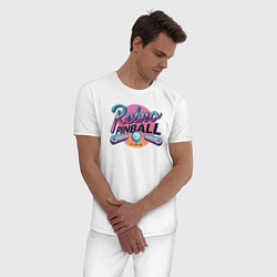 Пижама хлопковая мужская Пинбол Ретро, цвет: белый — фото 2