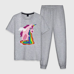 Пижама хлопковая мужская Единорог, цвет: меланж