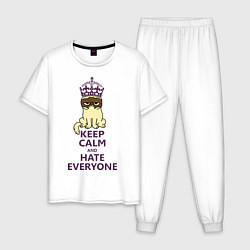 Пижама хлопковая мужская Keep Calm & Hate Everyone, цвет: белый