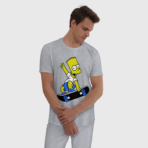 Мужская пижама Барт на скейте / Меланж – фото 3