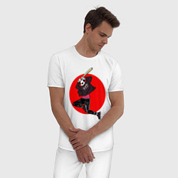 Пижама хлопковая мужская Панда с Битой, цвет: белый — фото 2