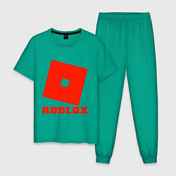 Пижама хлопковая мужская Roblox Logo, цвет: зеленый
