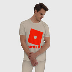 Пижама хлопковая мужская Roblox Logo, цвет: миндальный — фото 2