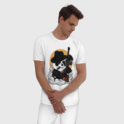 Пижама хлопковая мужская Гангстер Панда, цвет: белый — фото 2